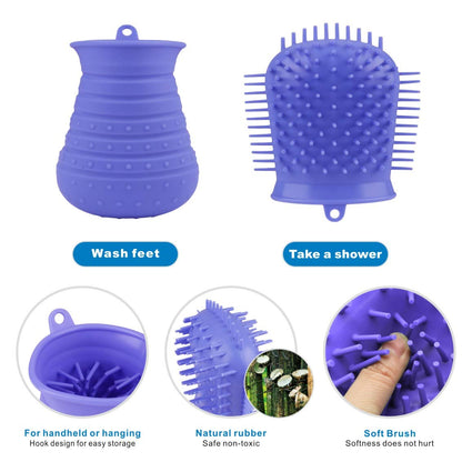 Dog Paw Cleaner Cup with Towel - Portable Pet Foot Washer and Grooming Brush for Dogs and Cats 