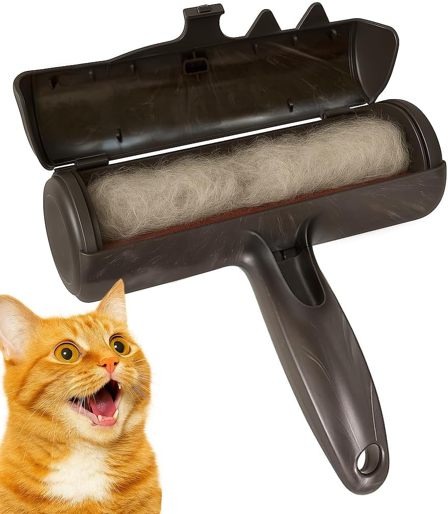 Pet Hair Remover Roller - Self-Cleaning Lint Roller for Dogs and Cats - Effective for Furniture, Carpets, Bedding, and Clothing - Grey
