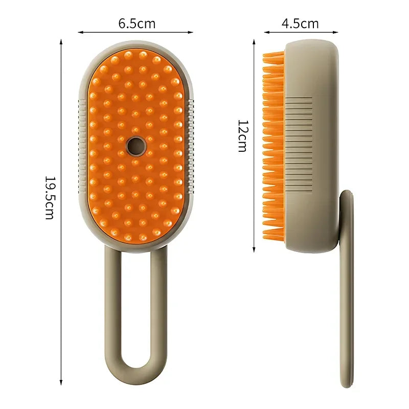 3-in-1 Electric Cat and Dog Grooming Brush with Steam Spray and Massage Function for Effective Hair Removal