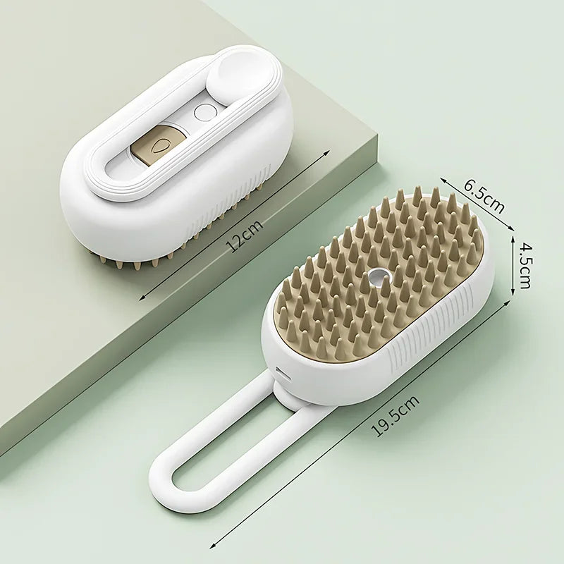 3-in-1 Electric Cat and Dog Grooming Brush with Steam Spray and Massage Function for Effective Hair Removal