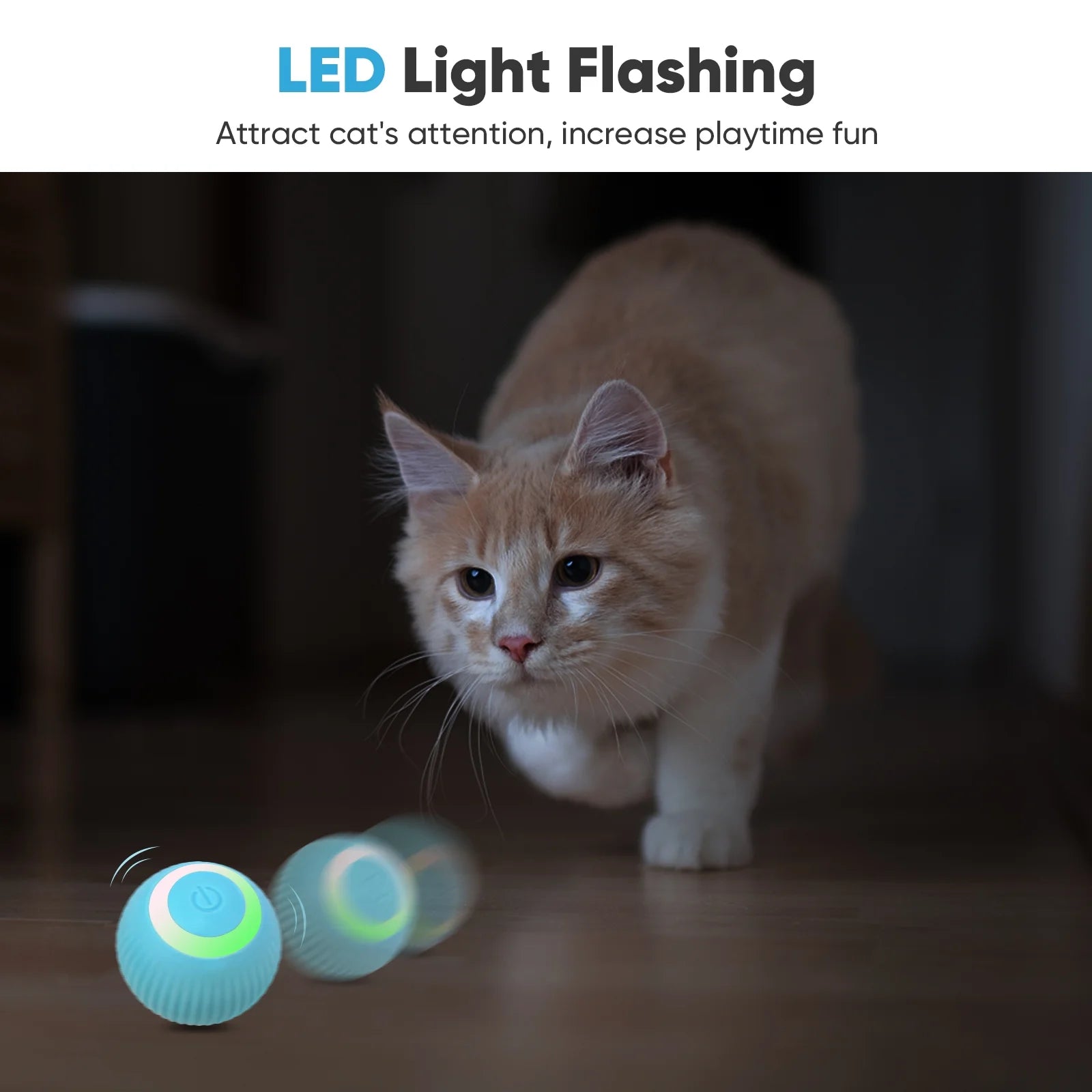 Automatic Rolling Interactive Cat Toy Ball with LED Light - USB Rechargeable for Indoor Play, Green