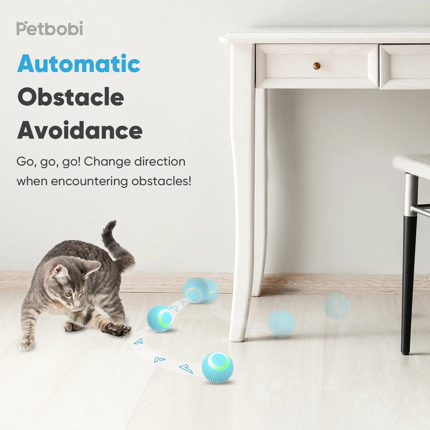 Automatic Rolling Interactive Cat Toy Ball with LED Light - USB Rechargeable for Indoor Play, Green