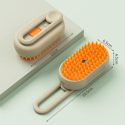 3-in-1 Electric Cat and Dog Grooming Brush with Steam Spray and Massage Function for Effective Hair Removal